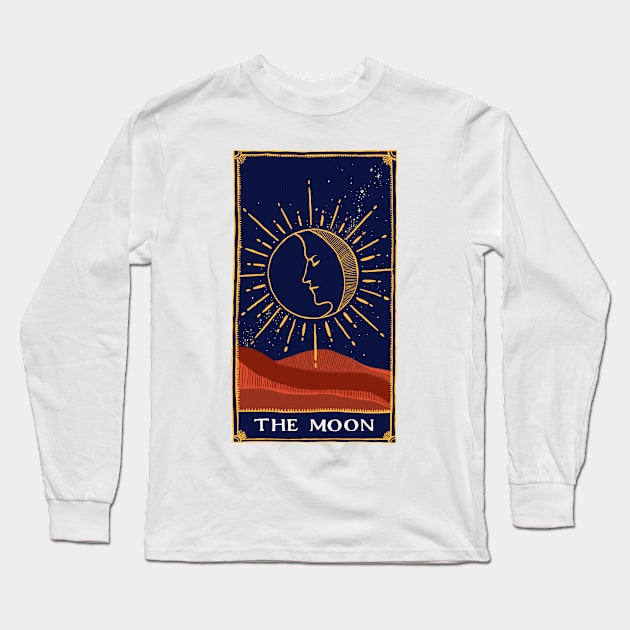 Moon Tarot Card Long Sleeve T-Shirt by aterkaderk